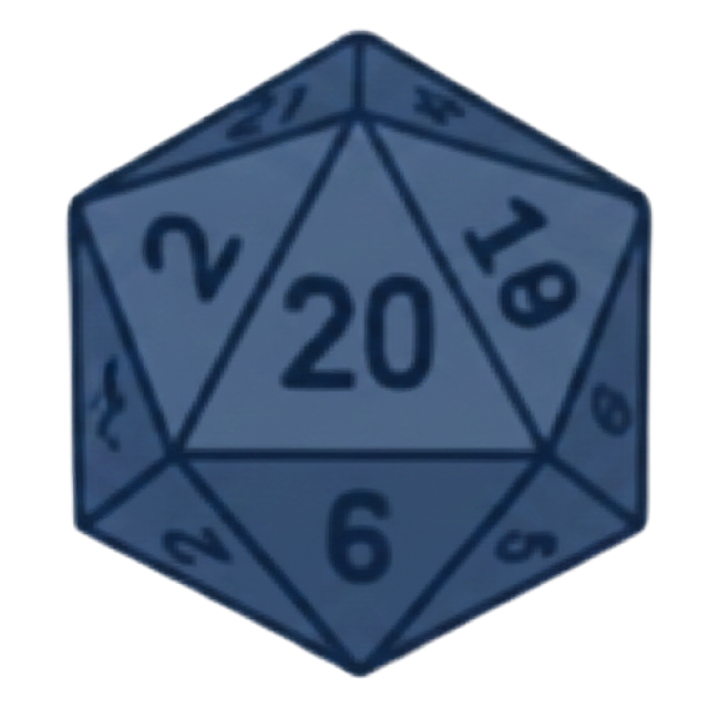 Floating 20-sided die